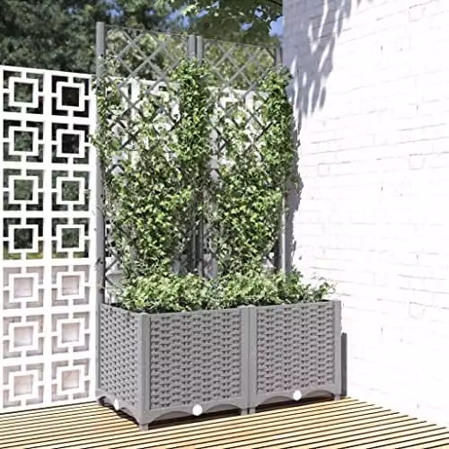 vidaXL Garden Planter Tub, Grey, W: 80 cm, D: 40 cm, H: 136 cm – 2