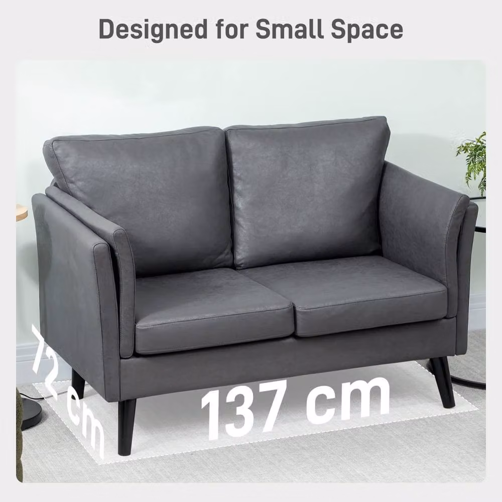 Wyld Haus Ravi Grey Faux Leather 2 Seater Sofa W/D/H: 137 x 72 x 88 cm – 6