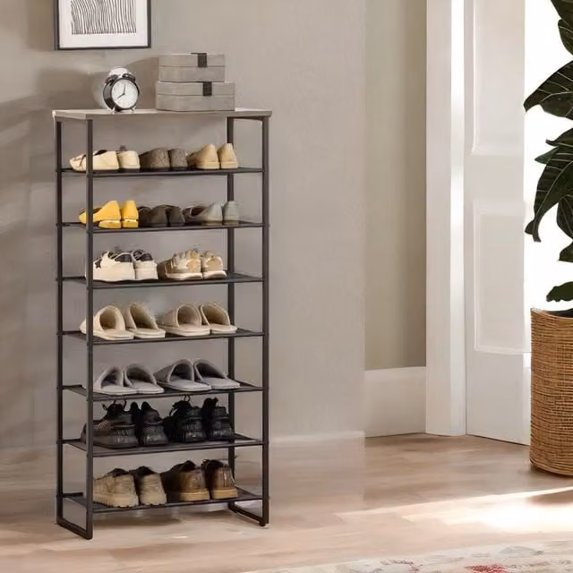 Rafaelo Mobilia Tall Grey Shoe Rack for 21-28 Pairs of Shoes, H: 126.0 cm, W: 60.0 cm, D: 28.5 cm
