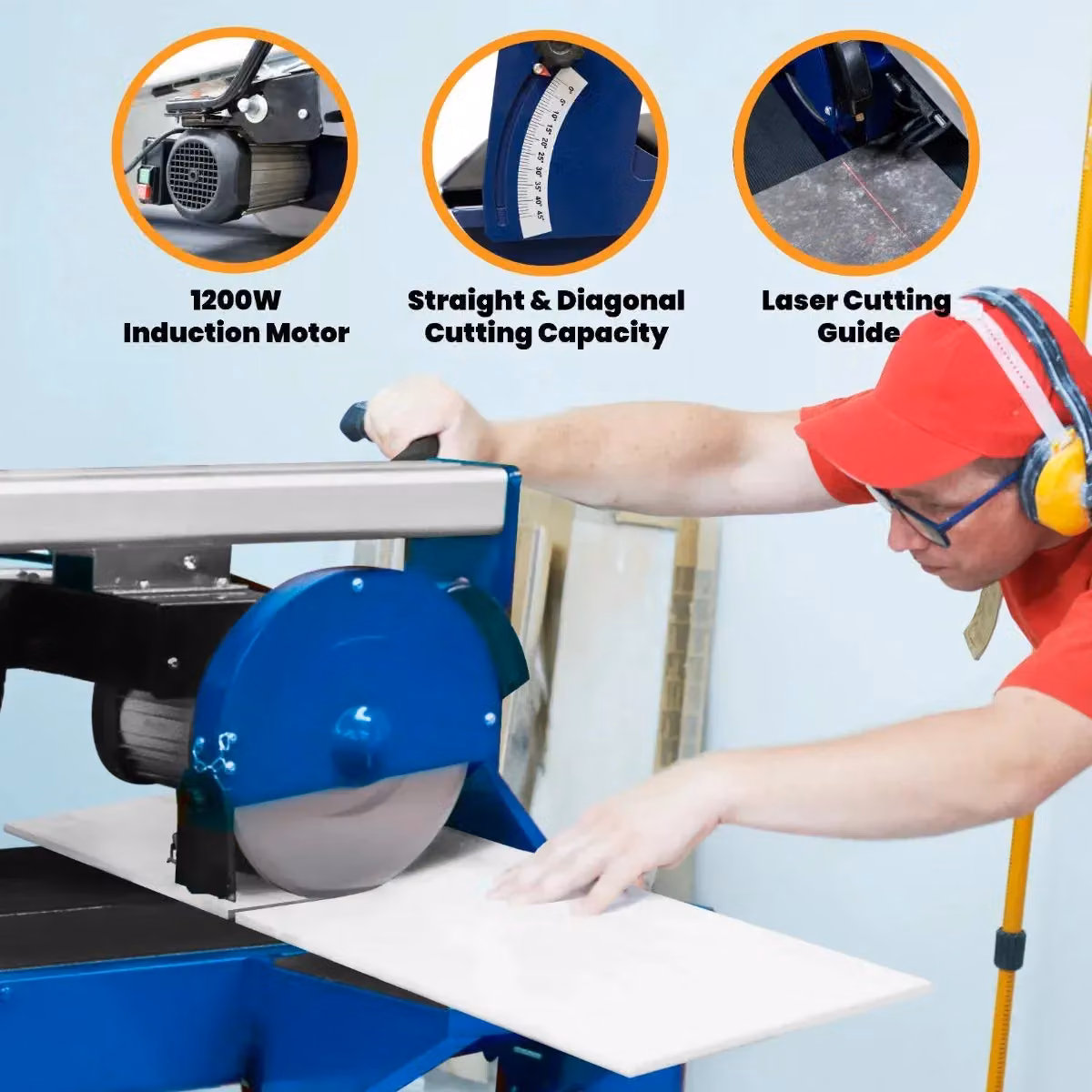 Monstershop Wet Tile Cutter Bench in Blue, 1200W, 920mm – 2