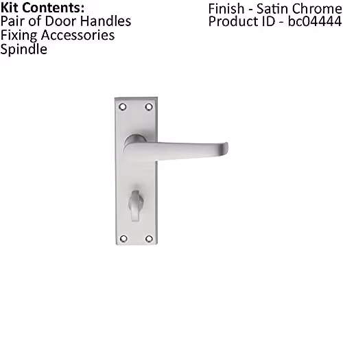 Loops Pair Straight Victorian Bathroom Lever Handles on Backplate, Satin Chrome, W: 150 mm x H: 43 mm