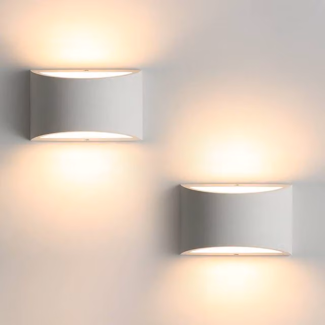Pheashine 2 Pack White Plaster Up and Down Wall Sconce with G9 Warm White Light, W/D/H: 20 x 13 x 9 cm