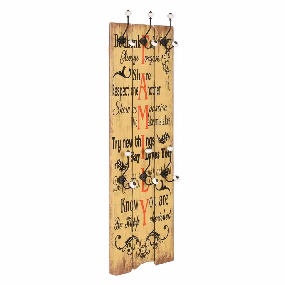 Berkfield Home Wall-mounted Coat Rack with 6 Hooks, Brown, W: 120 cm, H: 40 cm, D: 40 cm – 2
