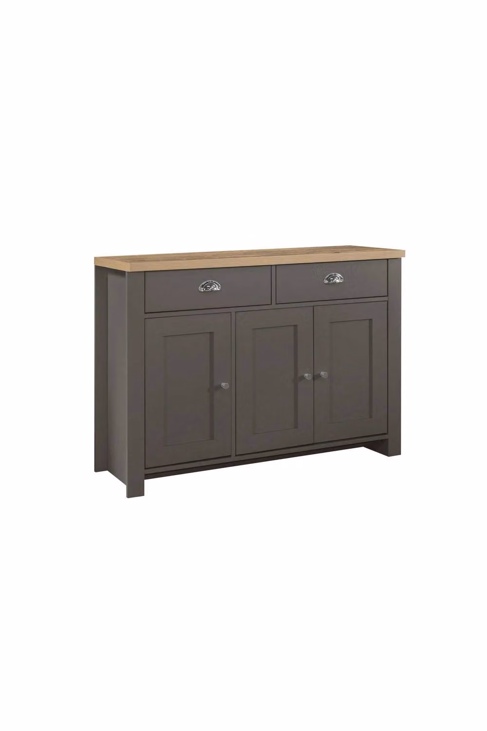 Birlea Highgate 3 Door 2 Drawer Sideboard in Grey and Oak Effect – 3