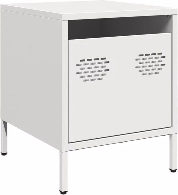 Berkfield Home White Steel Bedside Cabinet W/D/H: 35 x 39 x 43.5 cm – 1