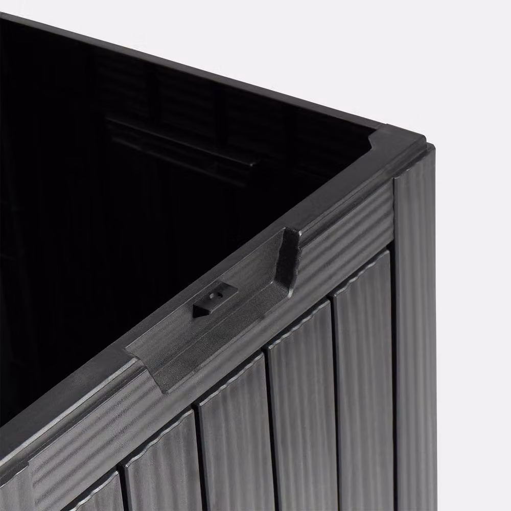 OHS Wood Effect Garden Storage Box Weatherproof Plastic Outdoor Organiser in Black – 5