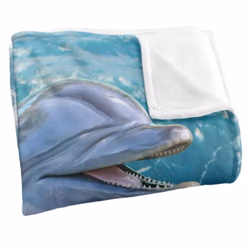JQ Licensing Jlo Dolphins Jumping Silky Touch Super Soft Fleece Throw Blanket, Blue Multicolour, W: 91 cm, D: 147 cm – 2