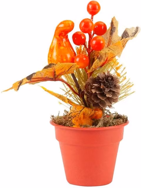 VFM e-Store Orange Autumn Berry and Leaf Floral Halloween Tabletop Decoration