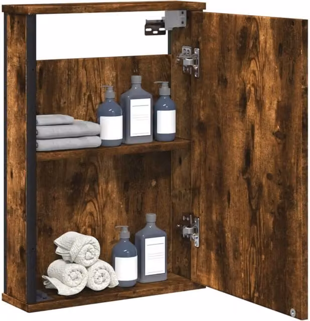 Berkfield Home Smoked Oak Bathroom Mirror Cabinet, Brown, W: 42 cm, D: 12 cm, H: 60 cm