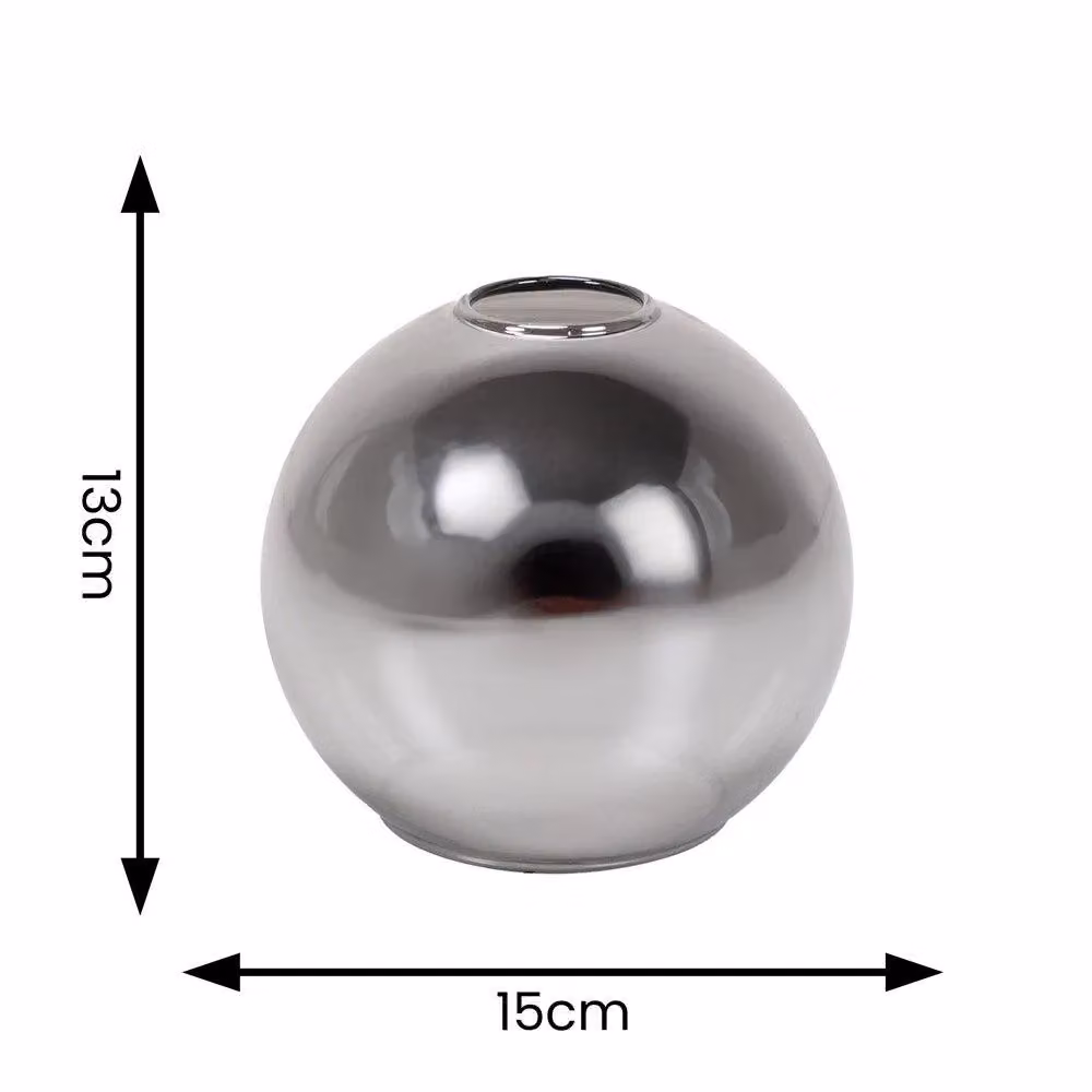 ValueLights Bellamy Easy Fit Smoke Grey Glass Shade in Metallics, Diameter: 15 cm – 3