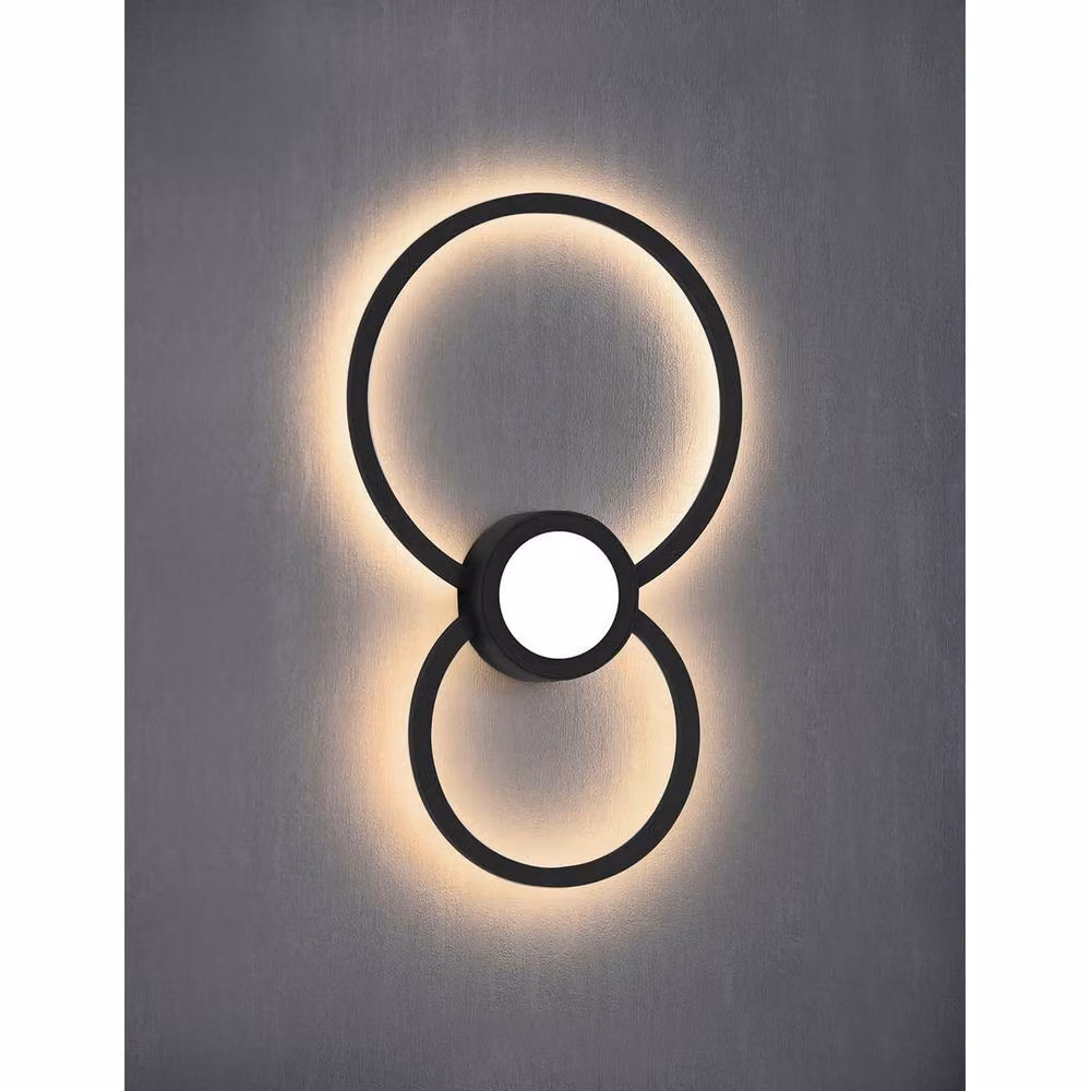 Netlighting Circles LED Mural Wall Lamp in Matt Black, 24W, 3000K, 1440lm – 2