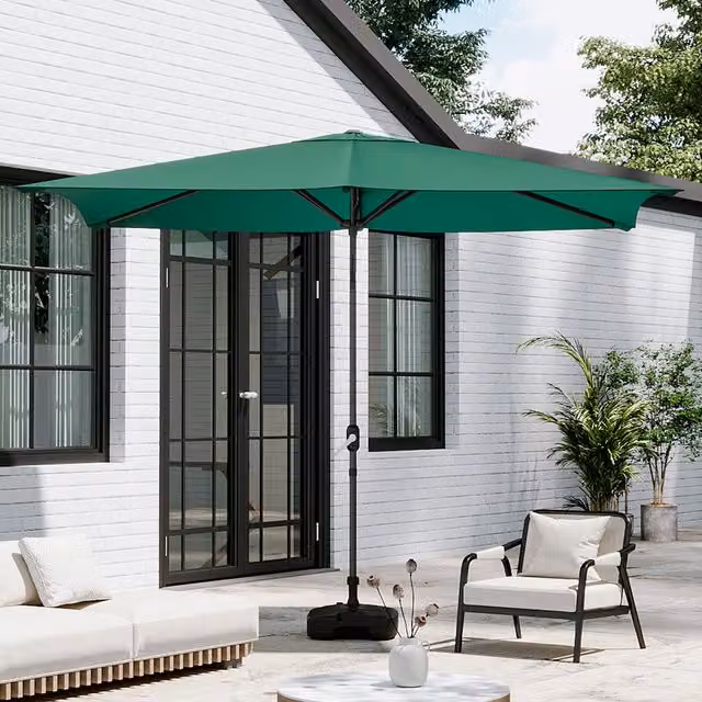 Breeins Rectangular Parasol with Fillable Plastic Base in Green