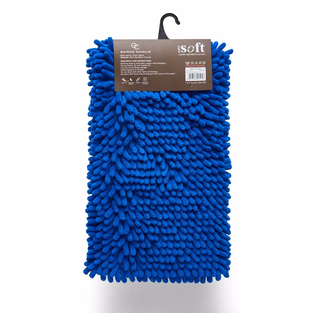 GAVENO CAVAILIA Blue Chenille Microfibre Faux Fur Bath Mat, W/D: 50 x 80 cm – 2