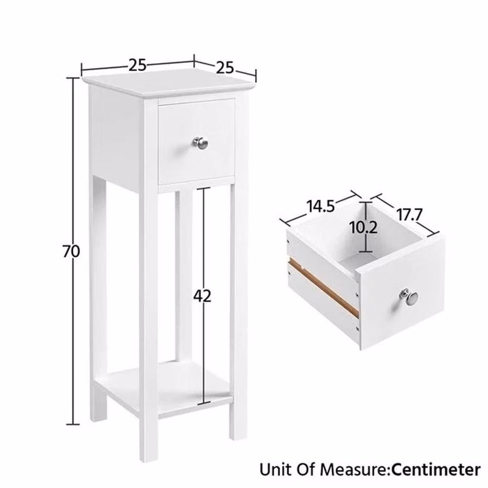 EONLION Set of 2 Slim Minimalist Bedside Tables in White – 2