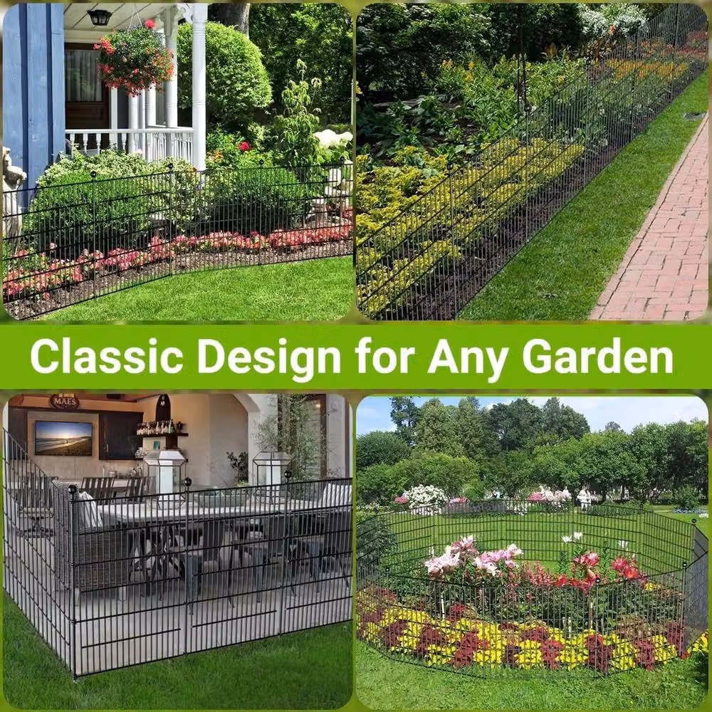 VOGREX 10 Piece Black Metal Decorative Garden Fencing and Animal Border Edging – 3