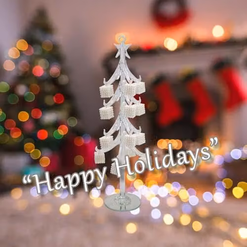 VFM e-Store White Glass Christmas Tree Tabletop Decoration, H: 36 cm, W: 12 cm – 3