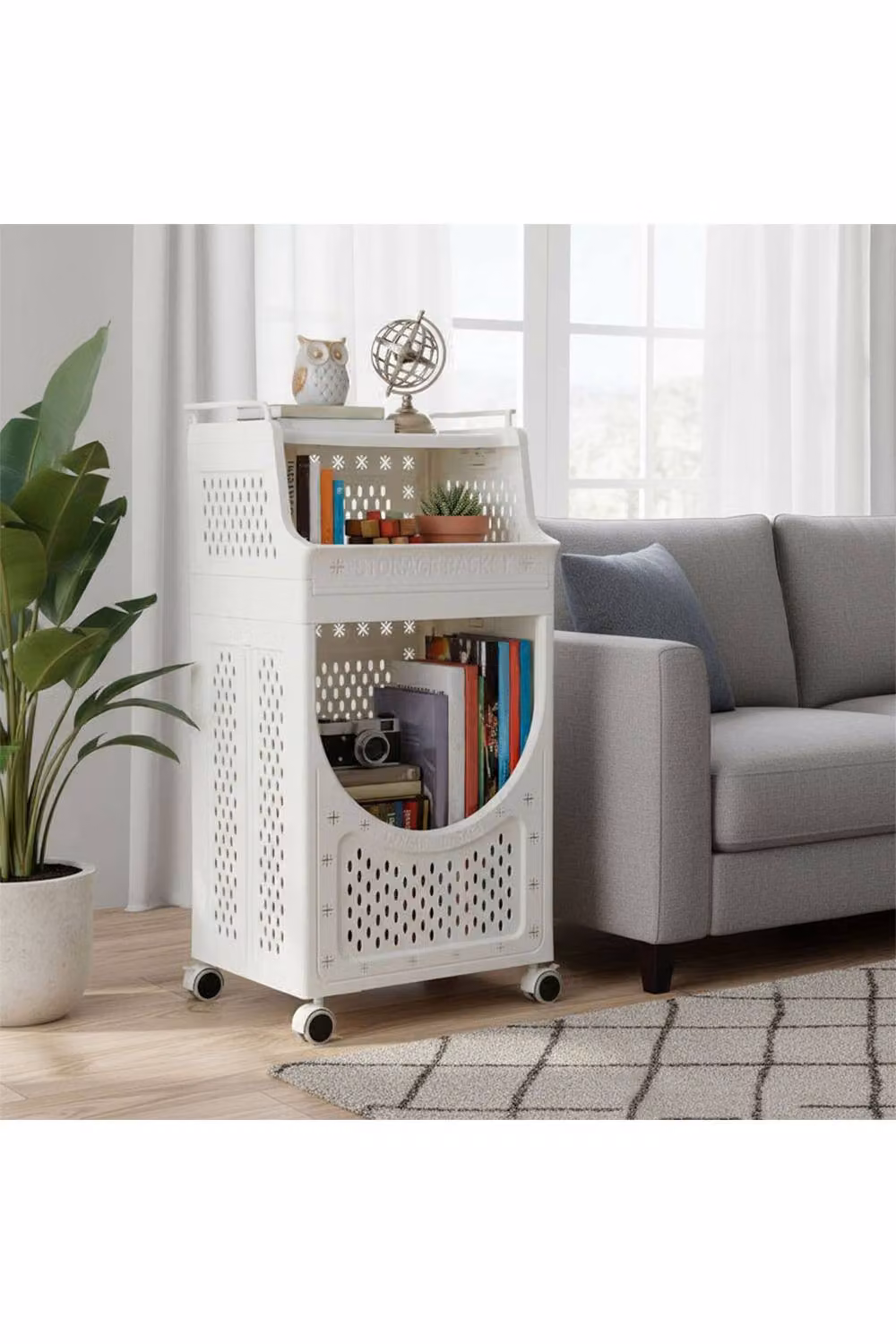 Living and Home 3-Tier Rolling Laundry Sorter Basket with Handles and Castors, White – 4