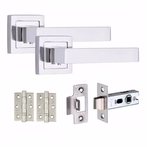 Golden Grace Delta Door Handles with 2.5 inch Latch in Polished Chrome, 1 Set