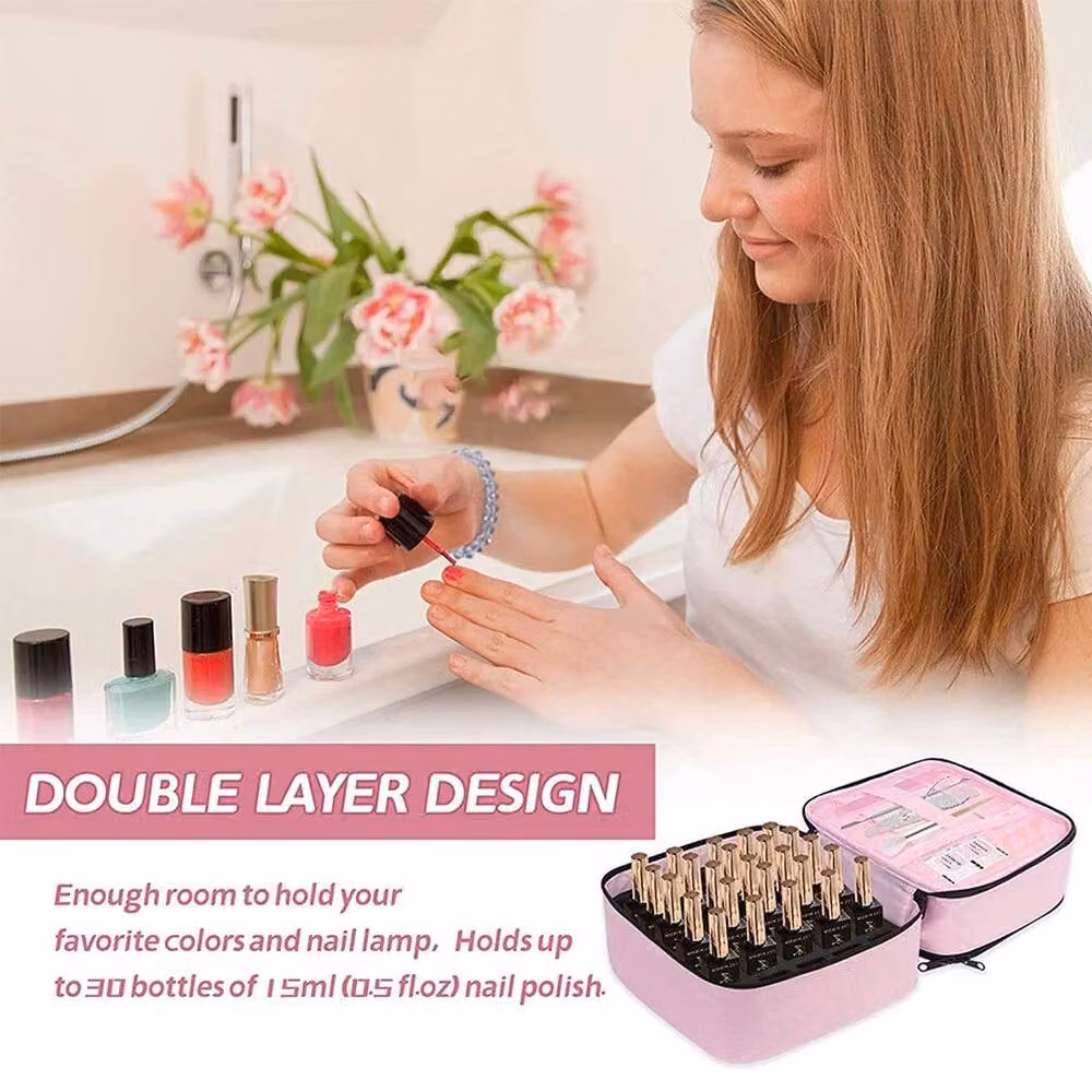 NESTLUNE Pink Nail Polish Carrying Case and Storage Bag – 4