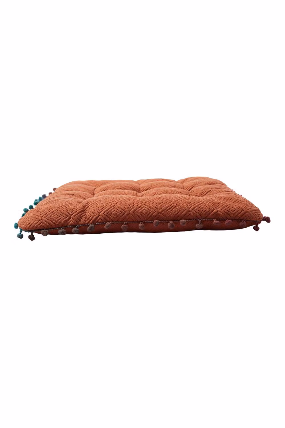 Living and Home Bohemian Style Quilted Square Chair Cushion with Tassels in Orange, W/D/H: 40 x 40 x 40 cm – 5