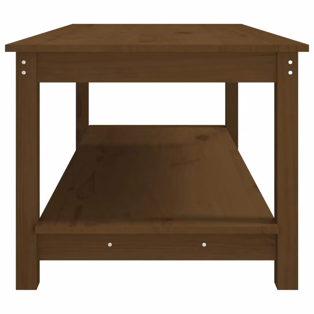 Berkfield Home Rustic Solid Pine Coffee Table, Honey Brown, W: 110 cm, D: 55 cm, H: 45 cm – 4