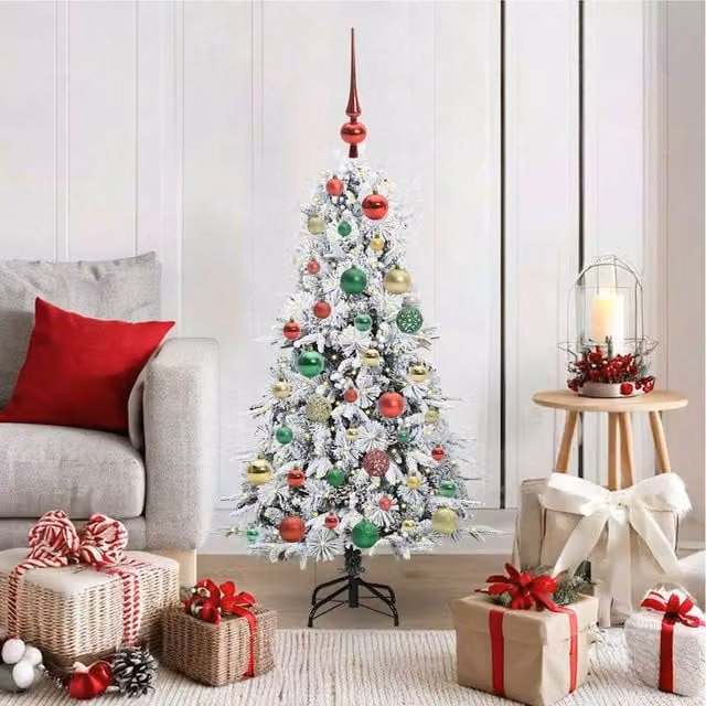 Berkfield Home Artificial Hinged Christmas Tree in Green, Height: 120 cm