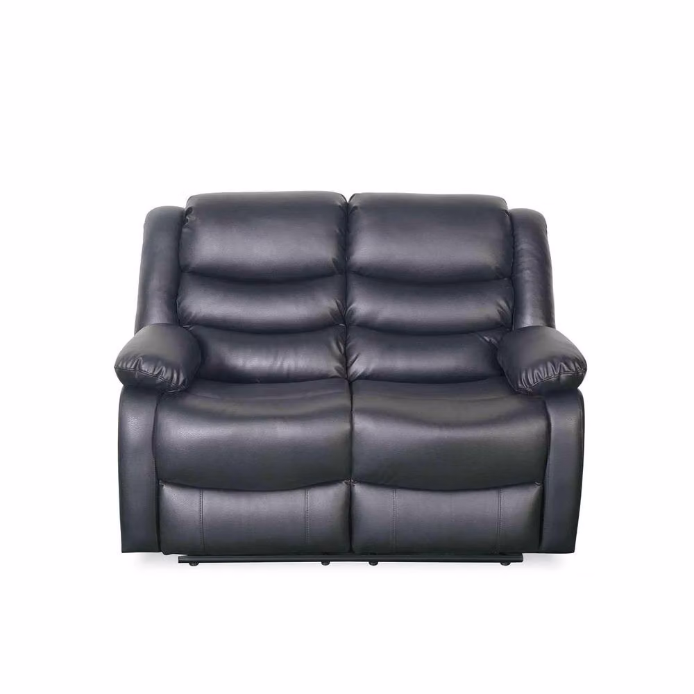 Furnishings For Less UK Cortland 2 Seater Manual Reclining Sofa in Black Synthetic Leather – 2