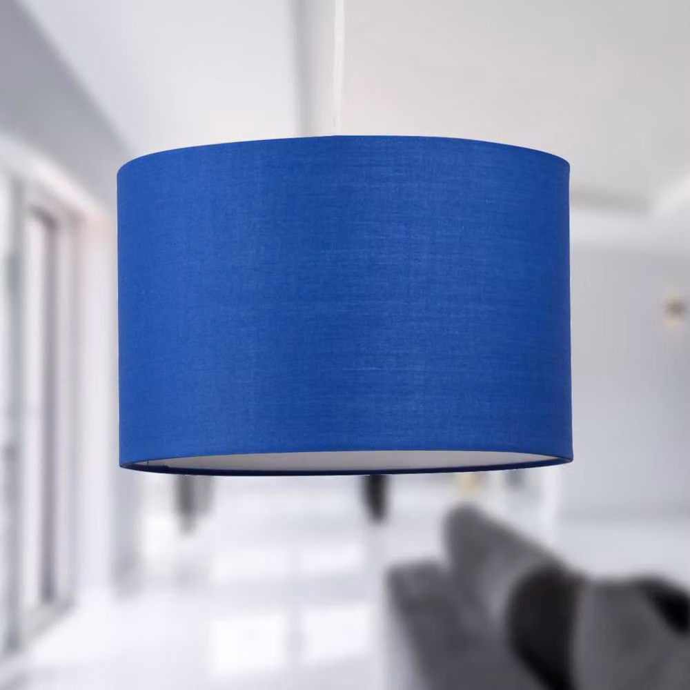 First Choice Lighting Blue Fabric Cylinder Ceiling Light Shade, Diameter: 25 cm – 2