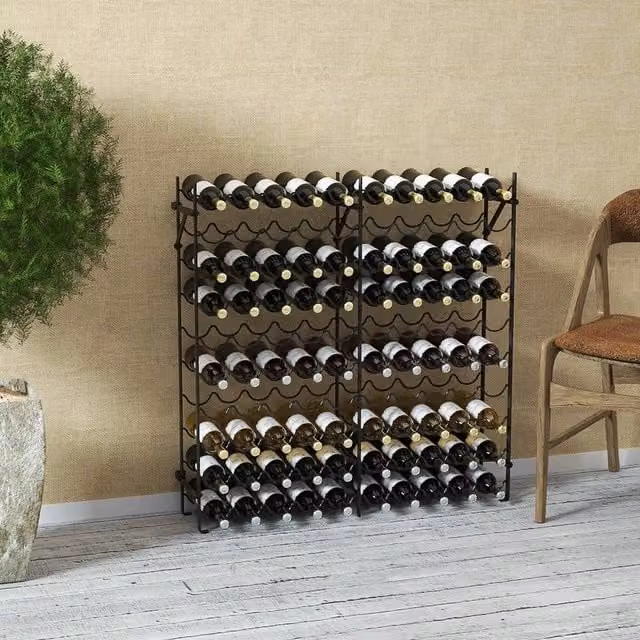SPETLEK Large 10-Tier Freestanding Wine Rack in Matt Black with 100 Bottle Capacity