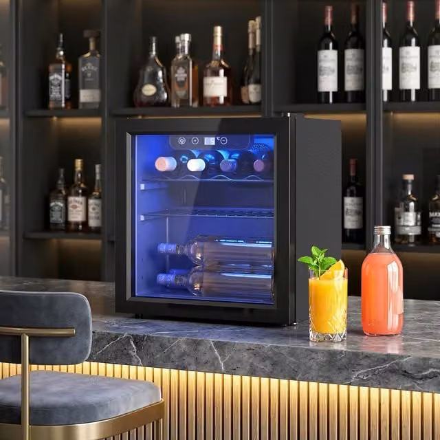 HOMCOM Under Counter Wine and Beer Cooler in Black