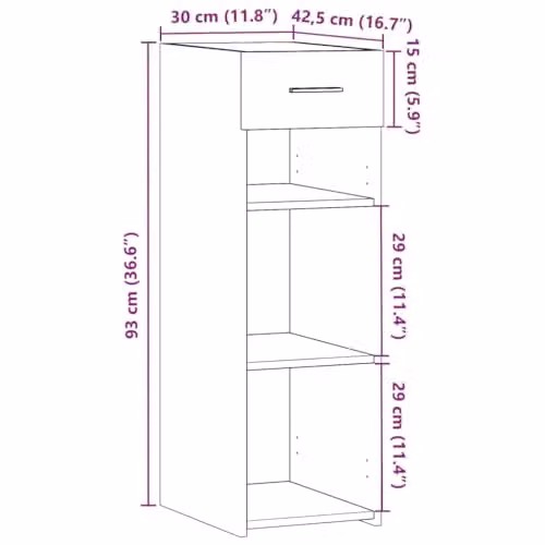 vidaXL Modern Sideboard in Brown Oak, W/D/H: 30 x 42.5 x 93 cm – 3
