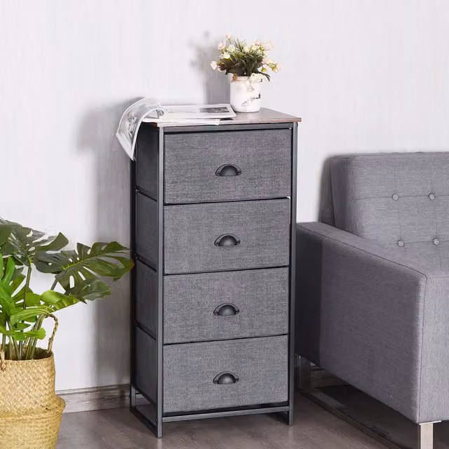 COSTWAY 4-Drawer Storage Organizer Unit in Black