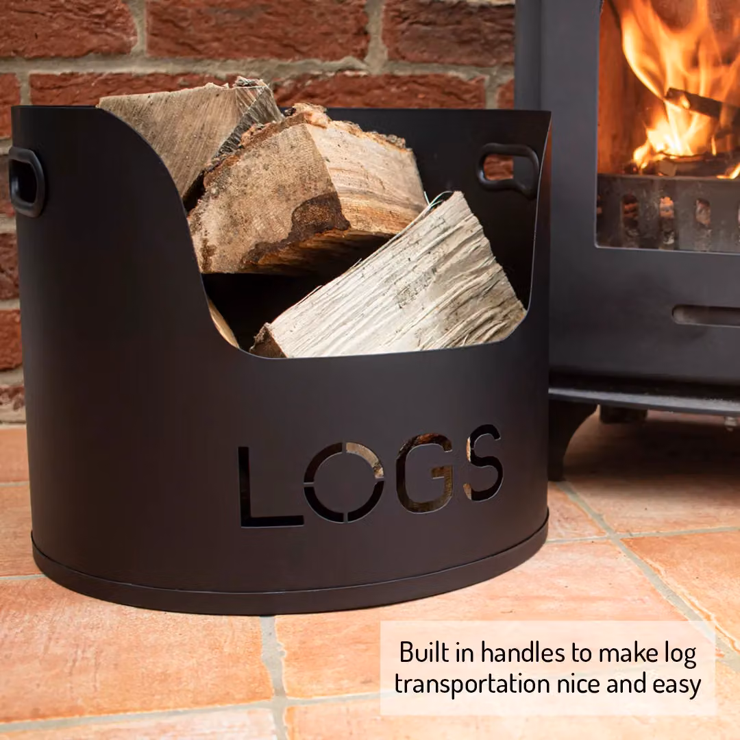 Valiant 3-Piece Freestanding Metal Fireside Storage Set in Black – 5