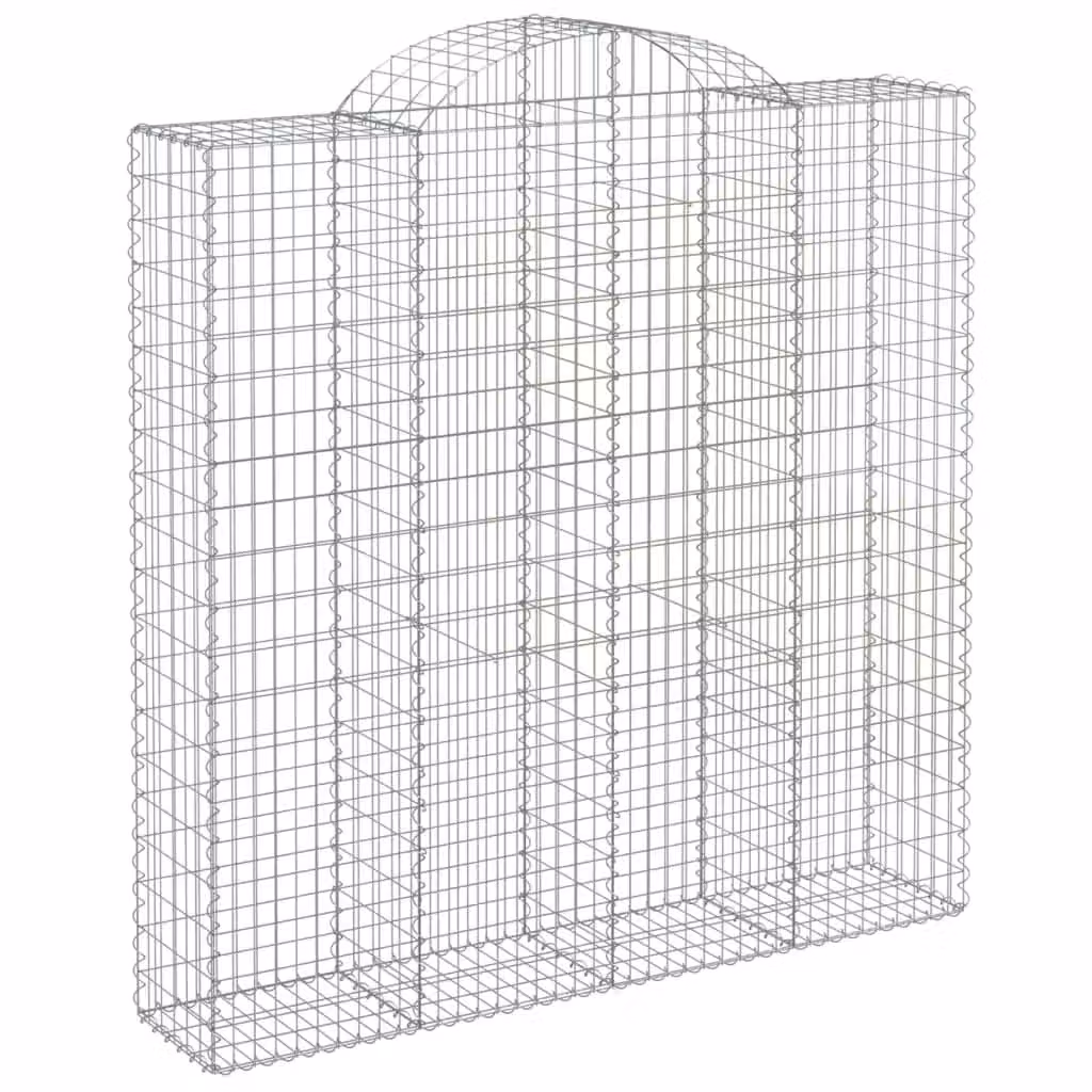 Berkfield Home Arched Gabion Basket in Silver Galvanised Steel, W: 200 cm, D: 50 cm, H: 200-220 cm – 2
