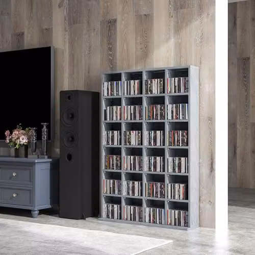 HOMCOM Modern Media Storage Unit in Grey with Adjustable Shelves, W/H: 89 x 130.5 cm – 6