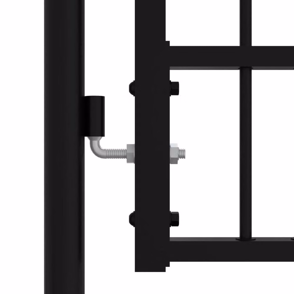 Berkfield Home Spear Top Fence Gate, Black Powder-coated Steel, W/H: 406 x 120 cm – 3
