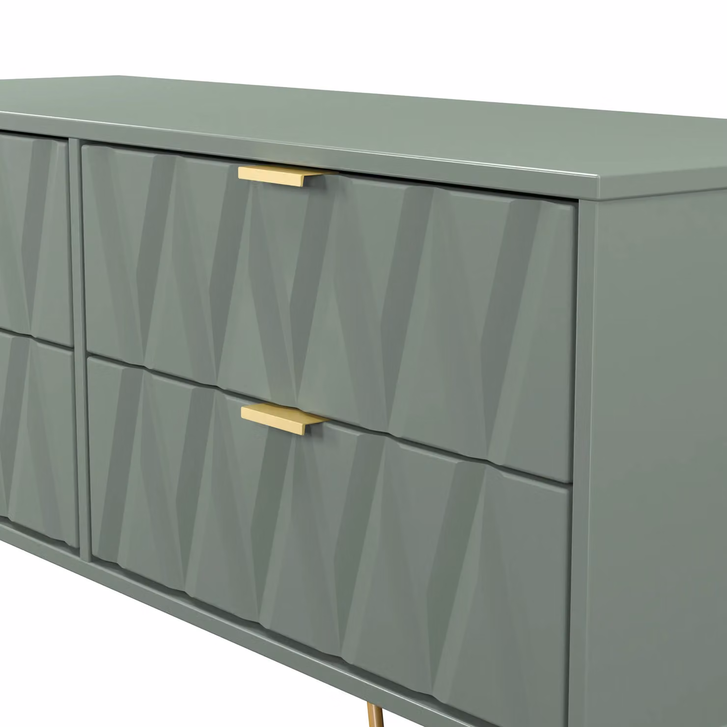 Ready Assembled 2 U Dallas 4 Drawer Bed Box in Pale Green and Gold – 3