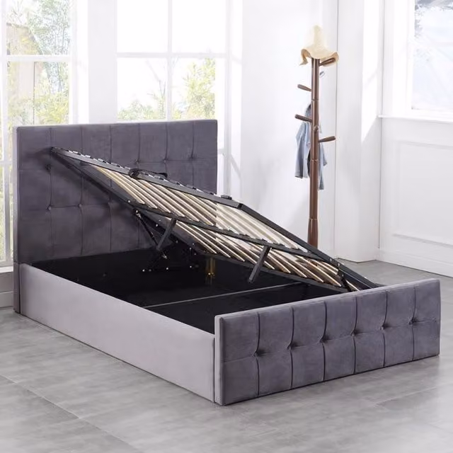 Kosy Koala Milano Single Ottoman Storage Bed Frame in Grey Velvet