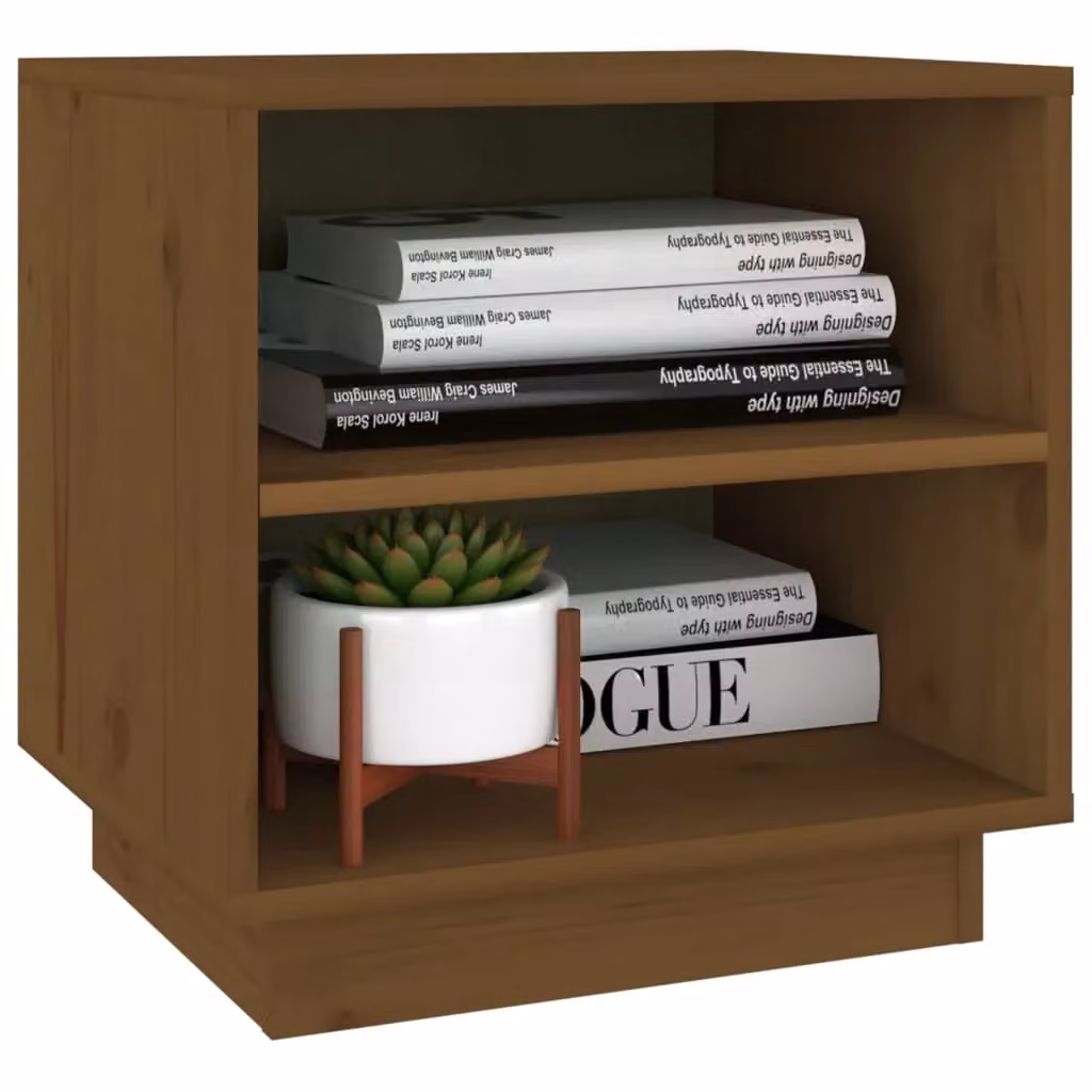 Berkfield Home Set of 2 Solid Wood Pine Bedside Cabinets in Honey Brown, W/D/H: 40 x 34 x 40 cm – 3