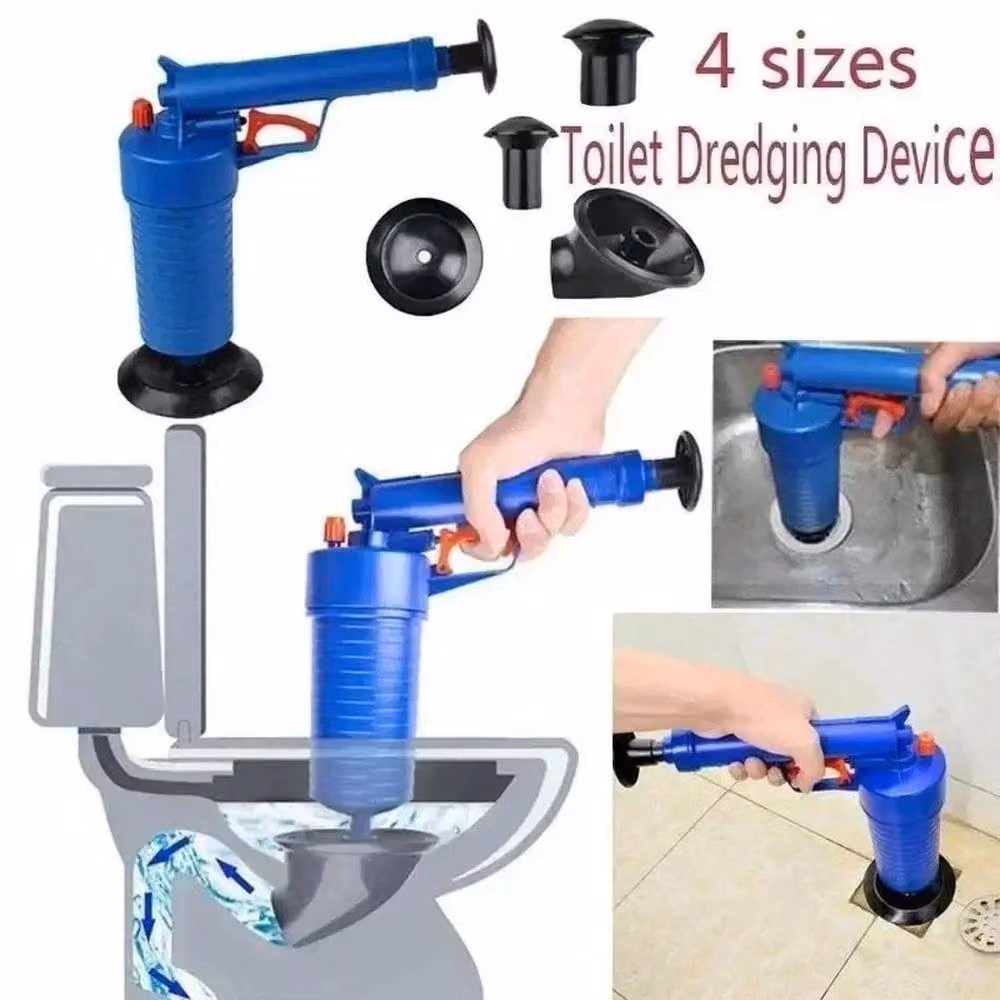 KORVIXA Air Pump Drain Blaster Toilet Plunger, Blue, H 100 cm x W 15 cm x D 15 cm – 3
