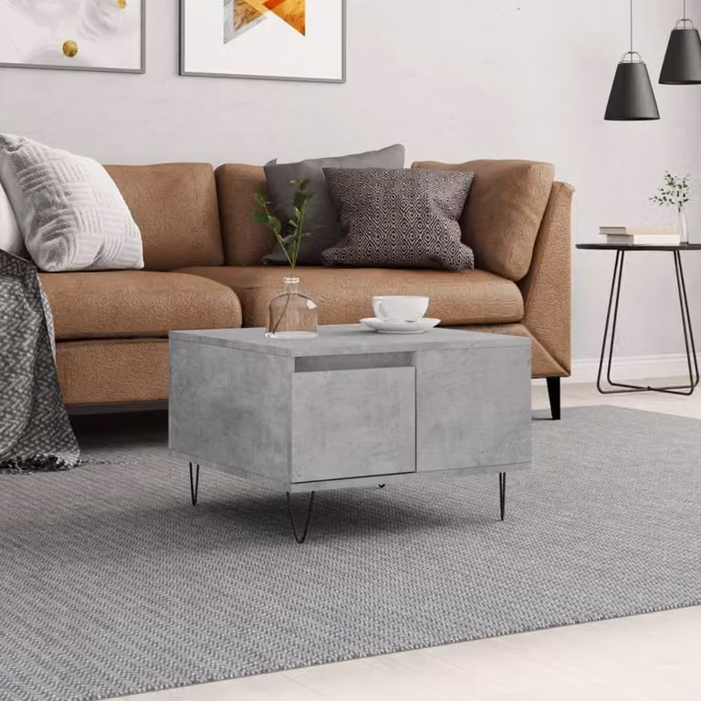 Berkfield Home Modern Square Coffee Table in Concrete Grey, W/D/H: 55 x 55 x 36.5 cm