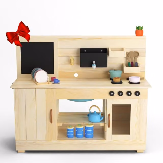 Big Game Hunters Triple Mud Kitchen in Brown and Beige Wood Finish