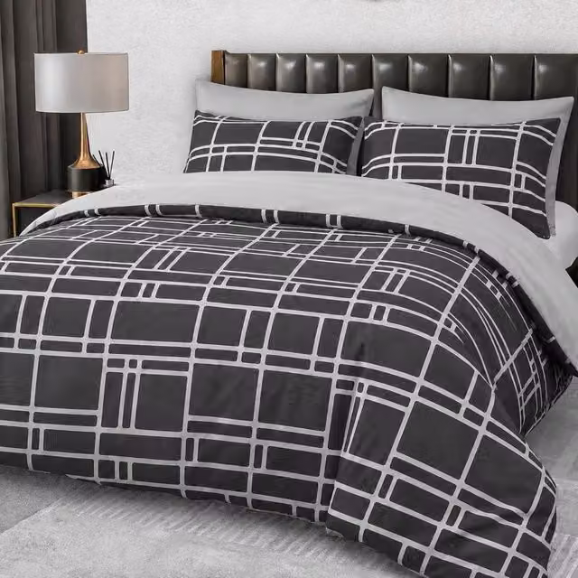 Grace Premium Microfibre Duvet Cover Set in Charcoal Grey, Super King, 200 x 200 cm