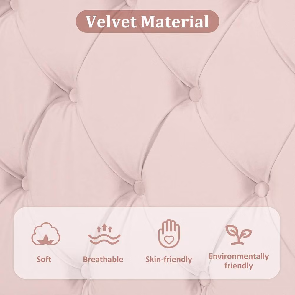 Matteo Pink Velvet Upholstered Single Bed with Adjustable Headboard, W/D/H: 90 x 190 cm – 2