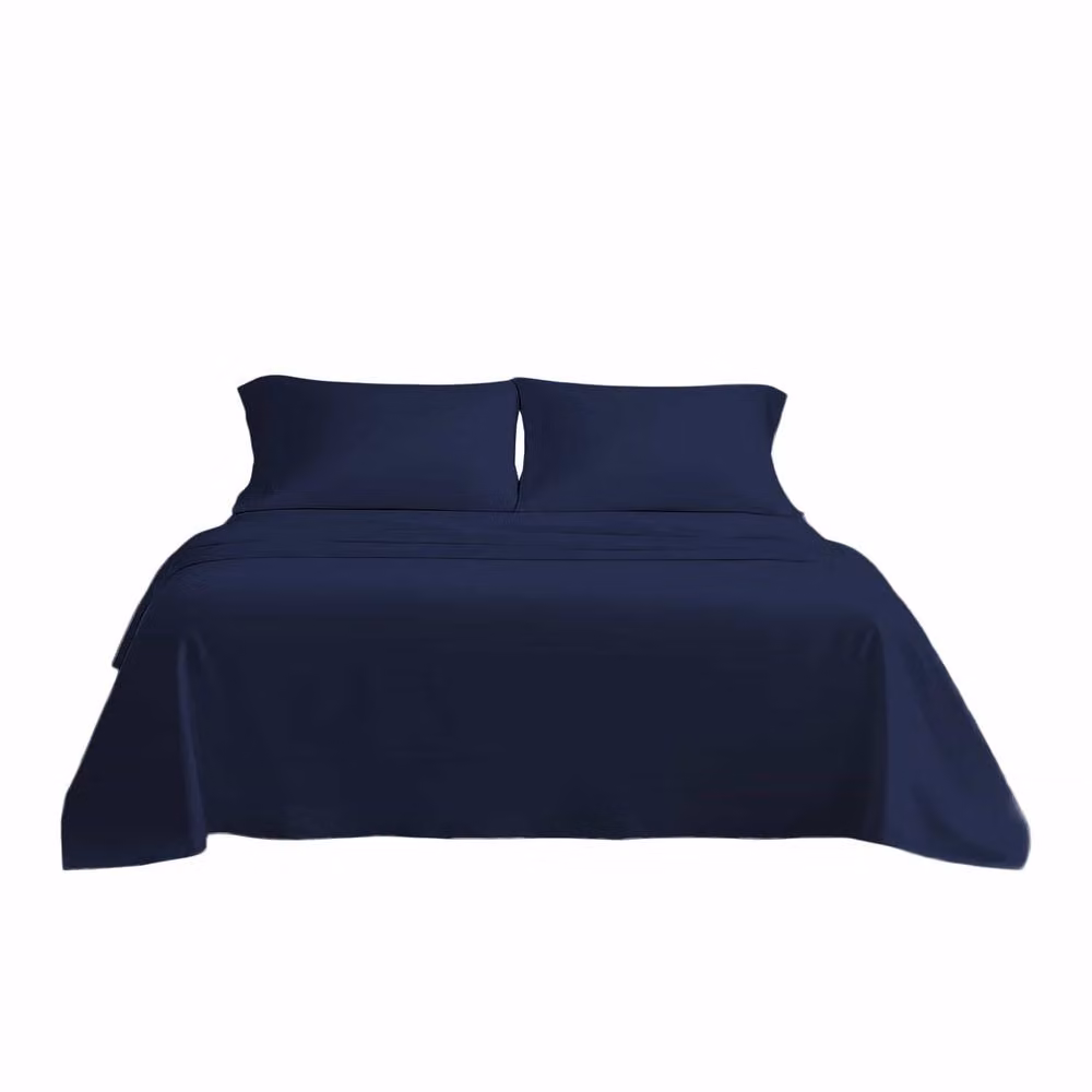 Snug City Microfibre Soft Touch Plain Dyed Flat Sheet in Navy Blue, Size: 90 x 200 cm – 2