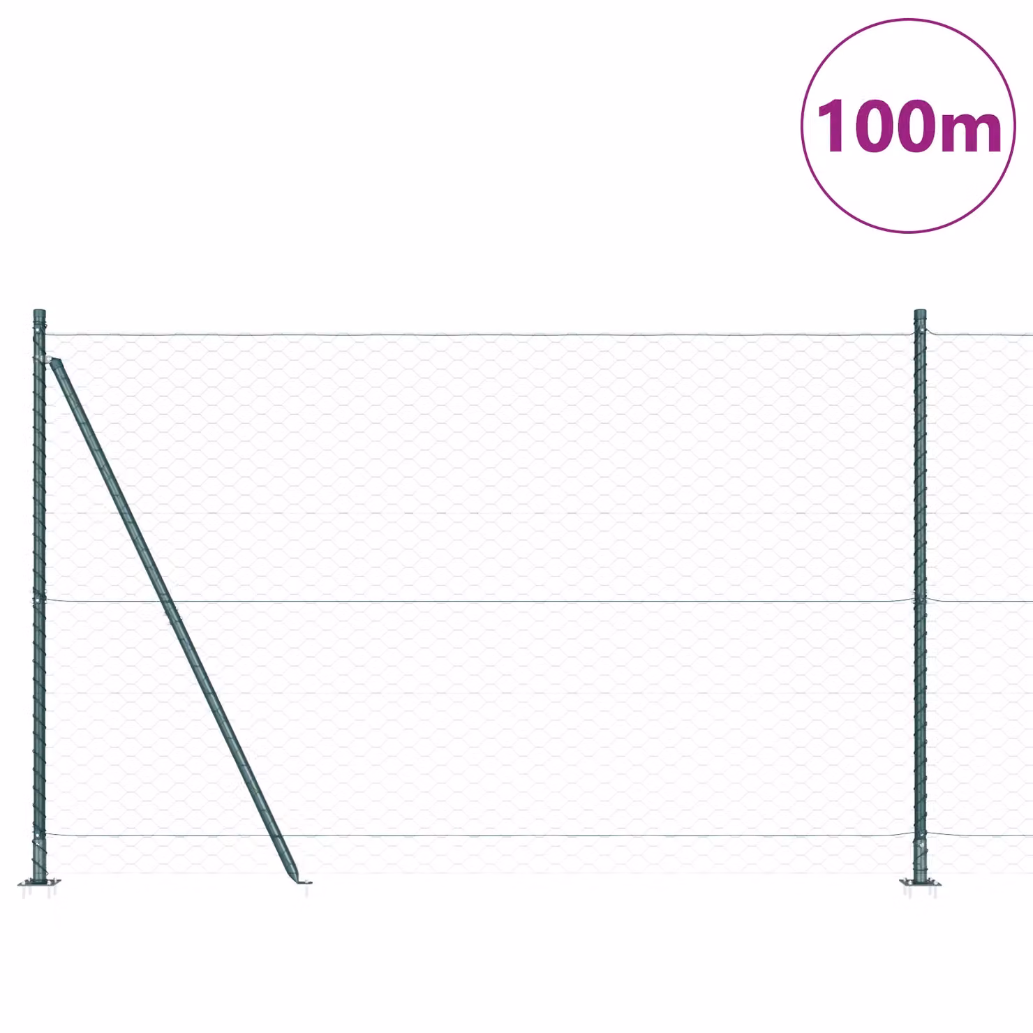 Berkfield Home Green PVC Coated Steel Hexagon Fence, H: 150 cm x W: 100 m – 2