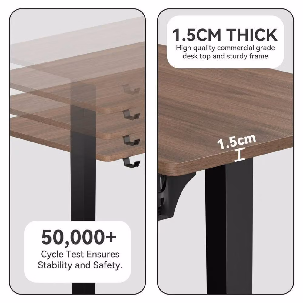 Havendro Height Adjustable Computer Desk in Brown, W: 120 cm, D: 60 cm, H: 60-120 cm – 4