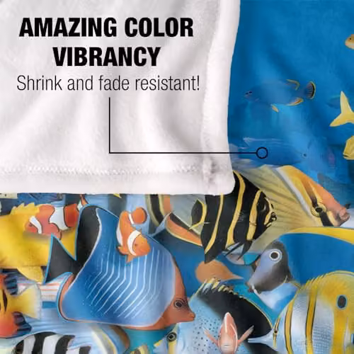 JQ Licensing Royce Mcclure Tropic Fish Day Dive Silky Touch Super Soft Fleece Throw Blanket, Multicolour, W: 91 cm, L: 147 cm – 3