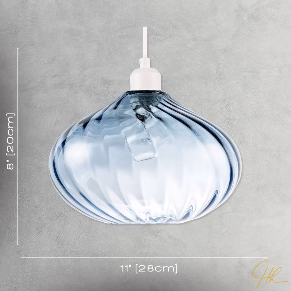 Happy Homewares Modern Designer Dusty Blue Twisted Glass Pendant Lighting Shade – 3