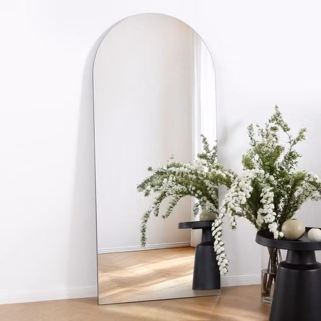 Home Garden Direct Albano Large Frameless Arched Full Length Mirror in Clear, H 179 cm x W 80 cm